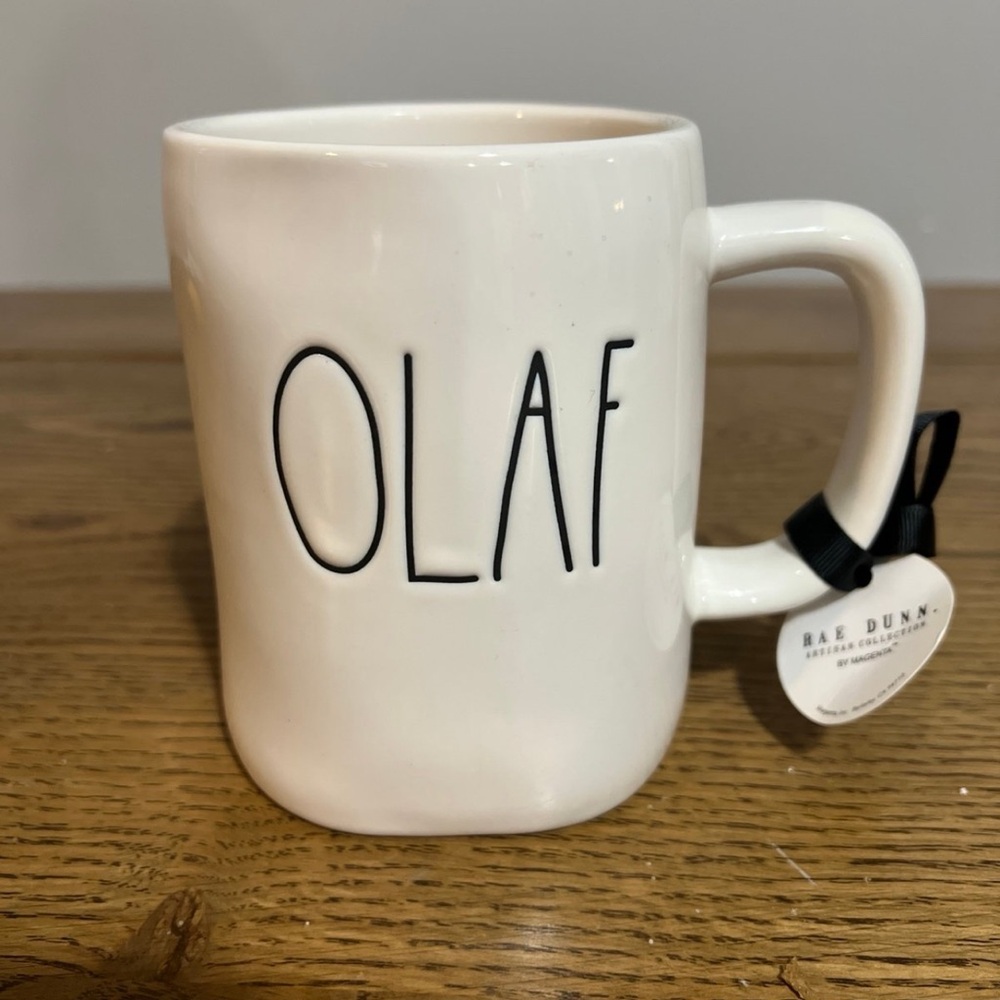 Rae Dunn White 'Olaf' Ceramic Mug